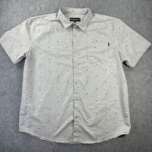 Molokai Surf Co Shirt Mens 2XL Gray Lightning Bolt Print Short Sleeve Button Up
